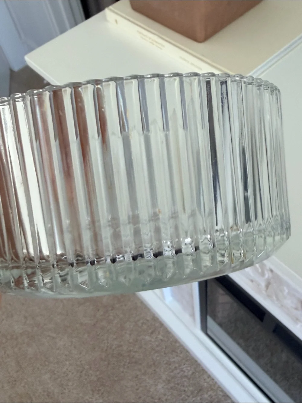 Ribbed Clear Glass Decorative Bowl